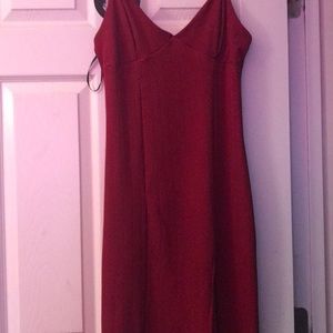 Red V Neck Dress